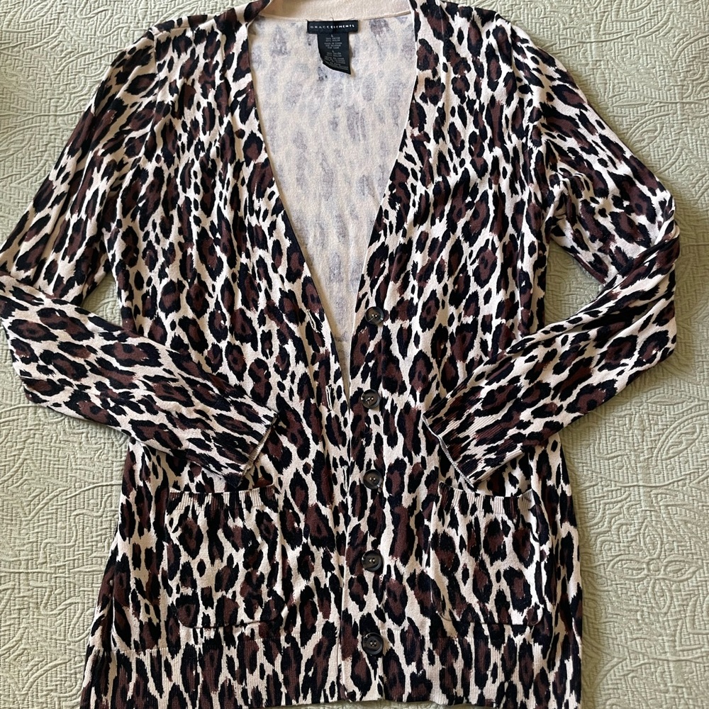 Grace Elements Leopard Print Cardigan